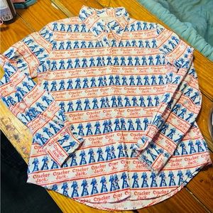 Vintage Novelty Cracker Jacks Oxford Button Down 👔 Shirt Blouse Medium